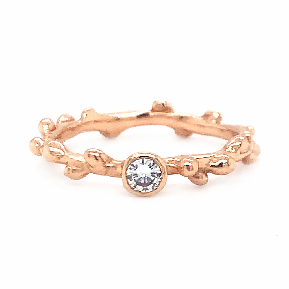 Rose Gold & Diamond Ring - "Bright Branch"