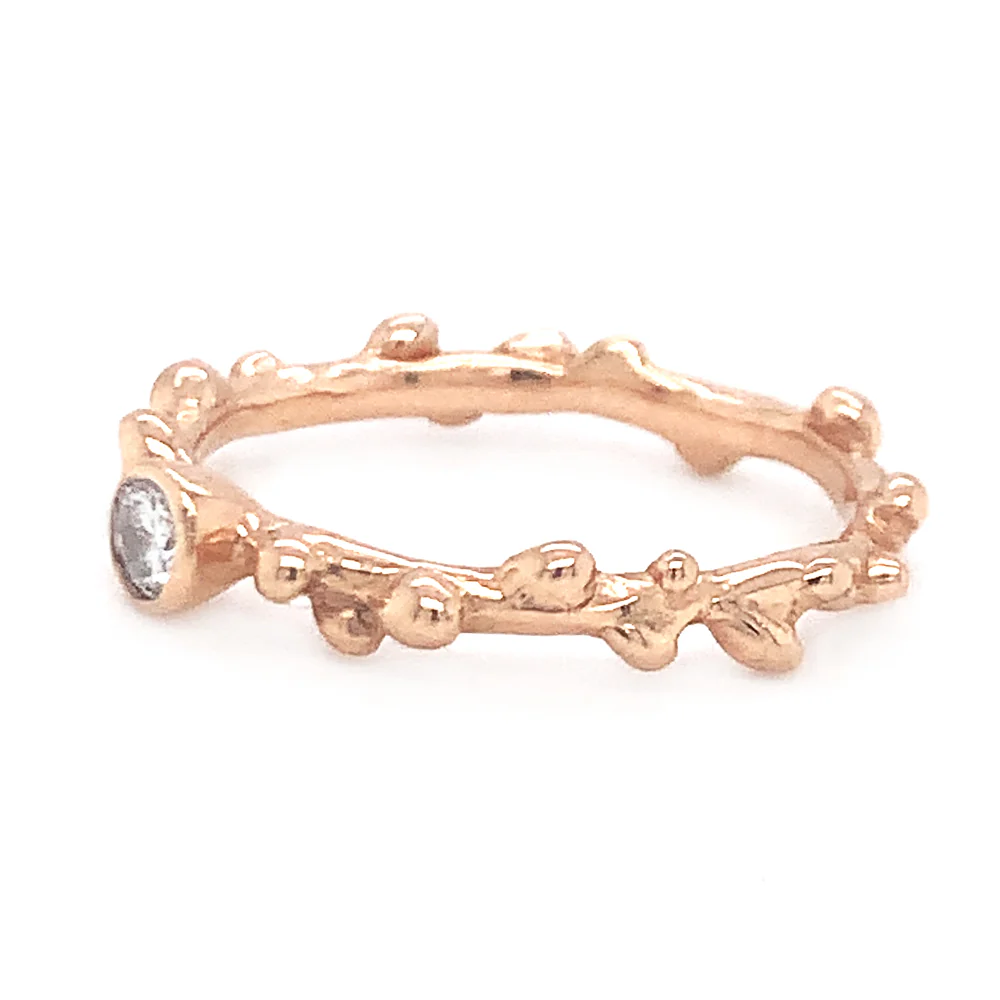 Rose Gold & Diamond Ring - "Bright Branch" - Image 2
