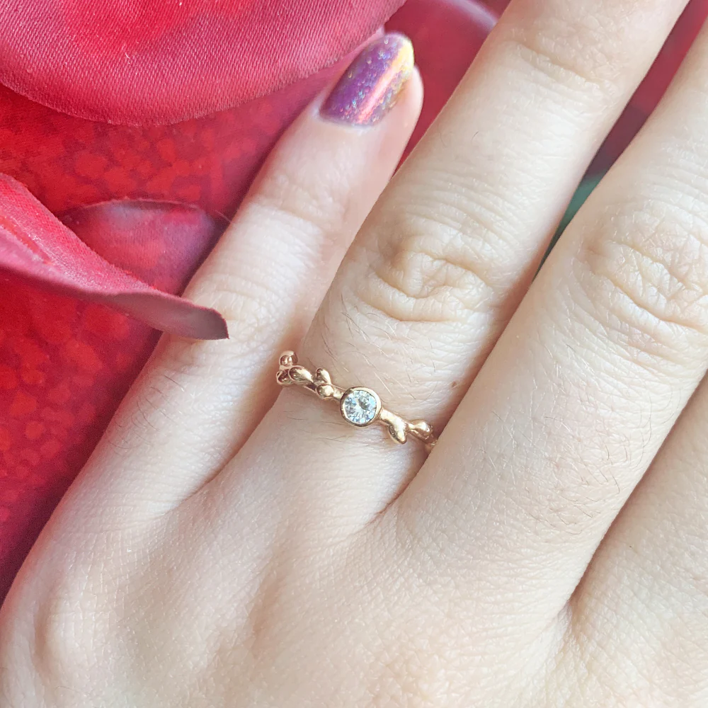 Rose Gold & Diamond Ring - "Bright Branch" - Image 4