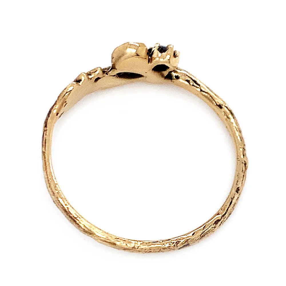 14K Yellow Gold & Diamond Ring - "Mushroom and Fern" - Image 3