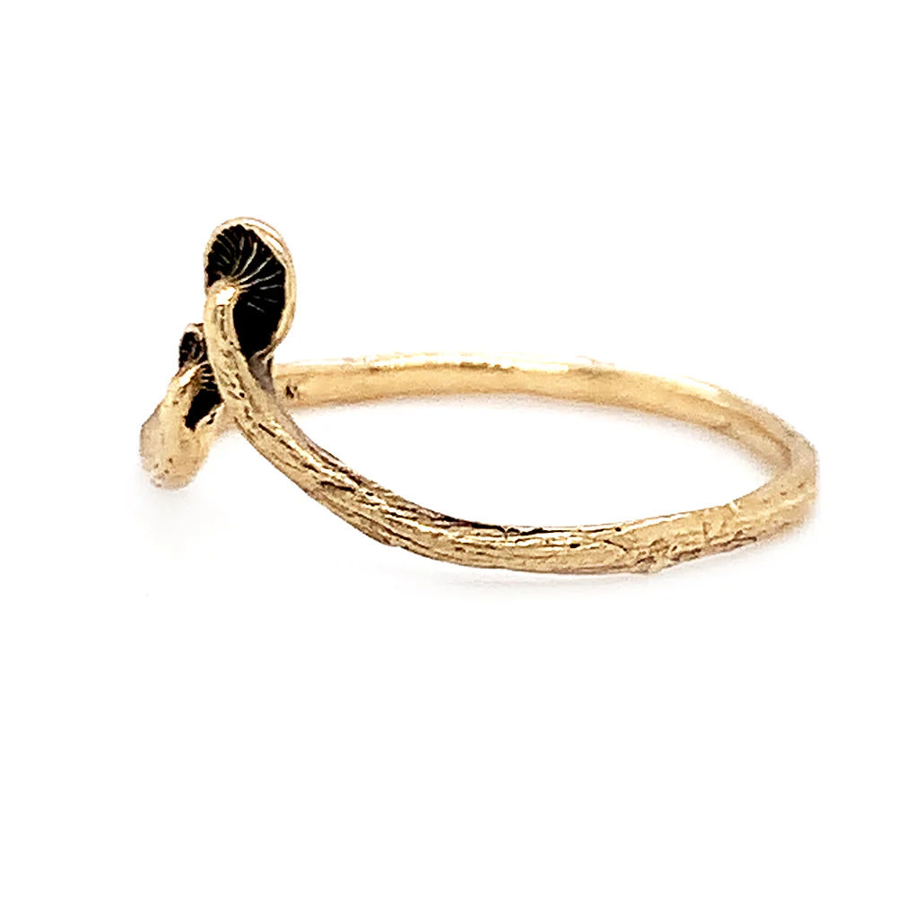 Yellow Gold Mushroom Ring - "Tiniest of Twins" - Image 2