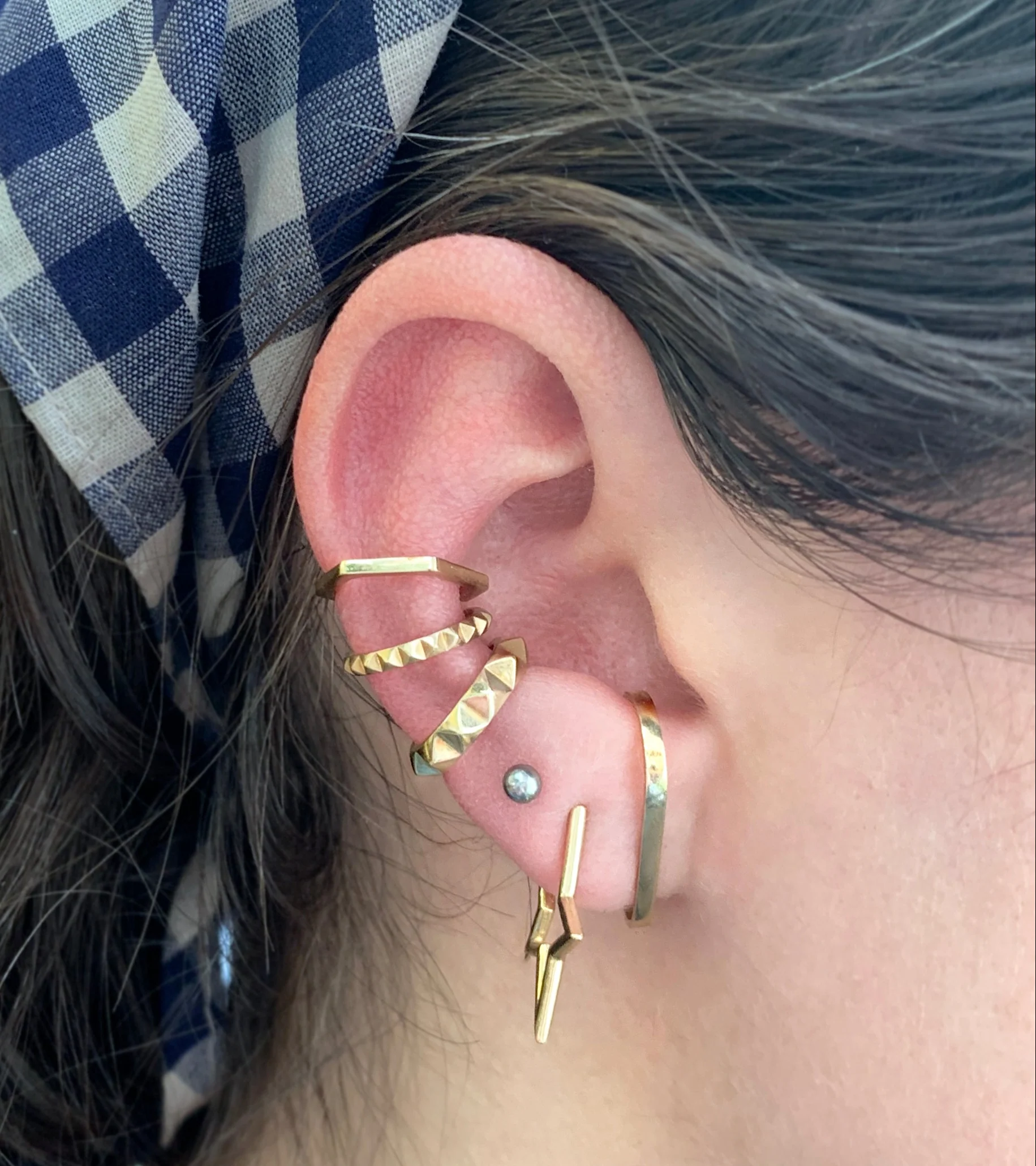 14KY Minimalist Medium Ear Cuff Earrings- "Axton" - Image 3