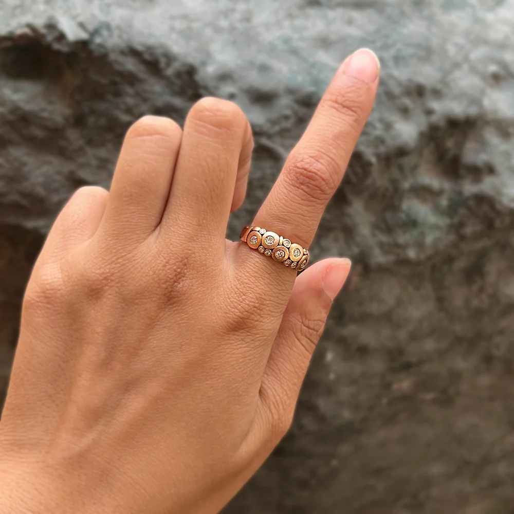18K Rose Gold Diamond Dome Ring - "Candy" - Image 3
