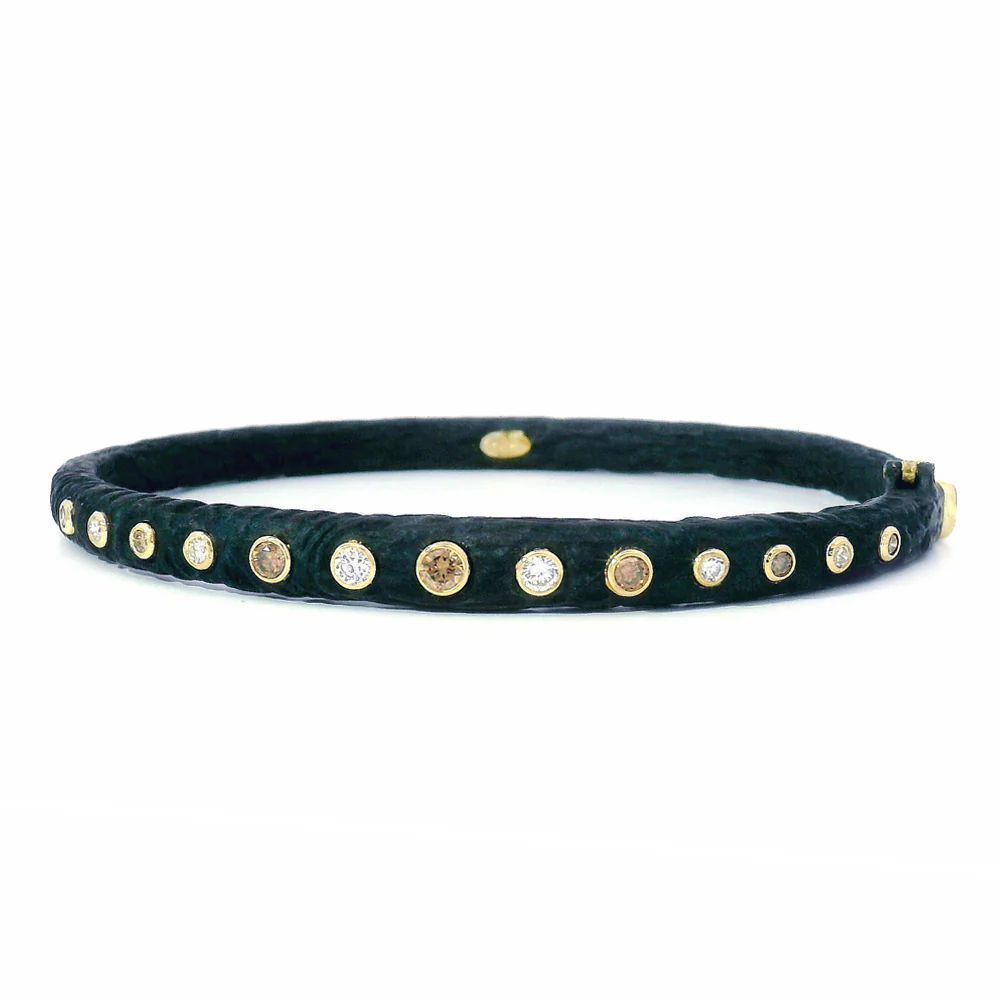 Diamond, Cobalt Chrome & Gold Hinged Cuff - "Alayna"