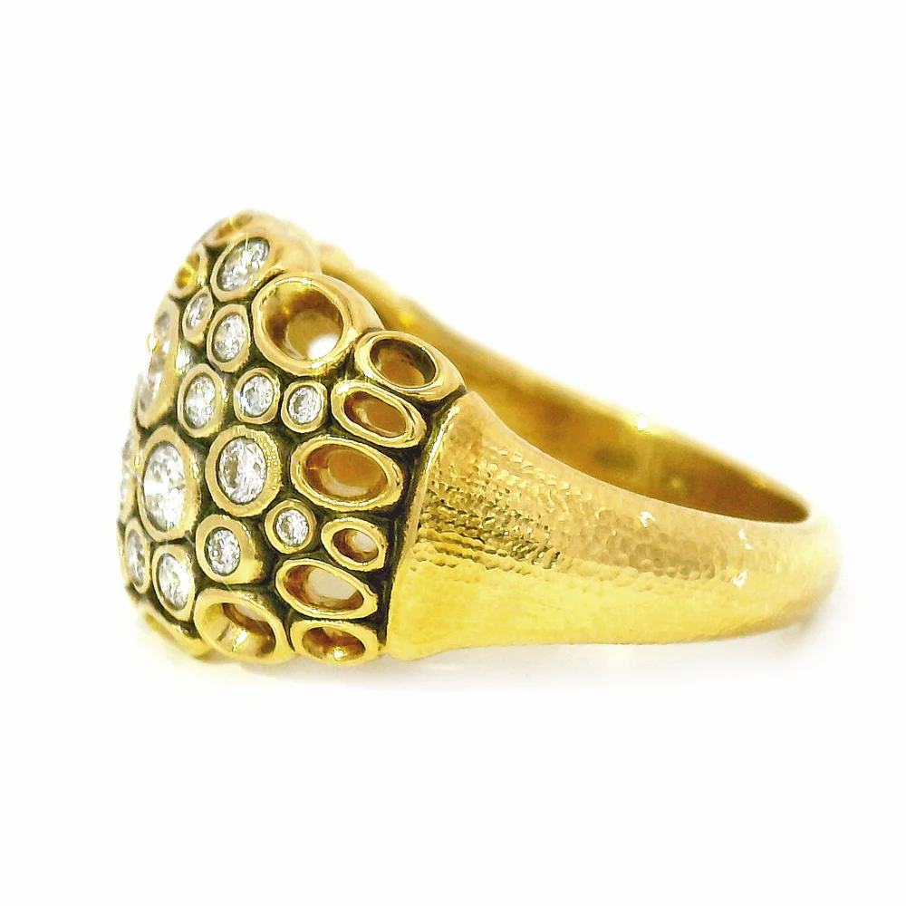 18K Yellow Gold & Diamond Band - "Open Work" - Image 4