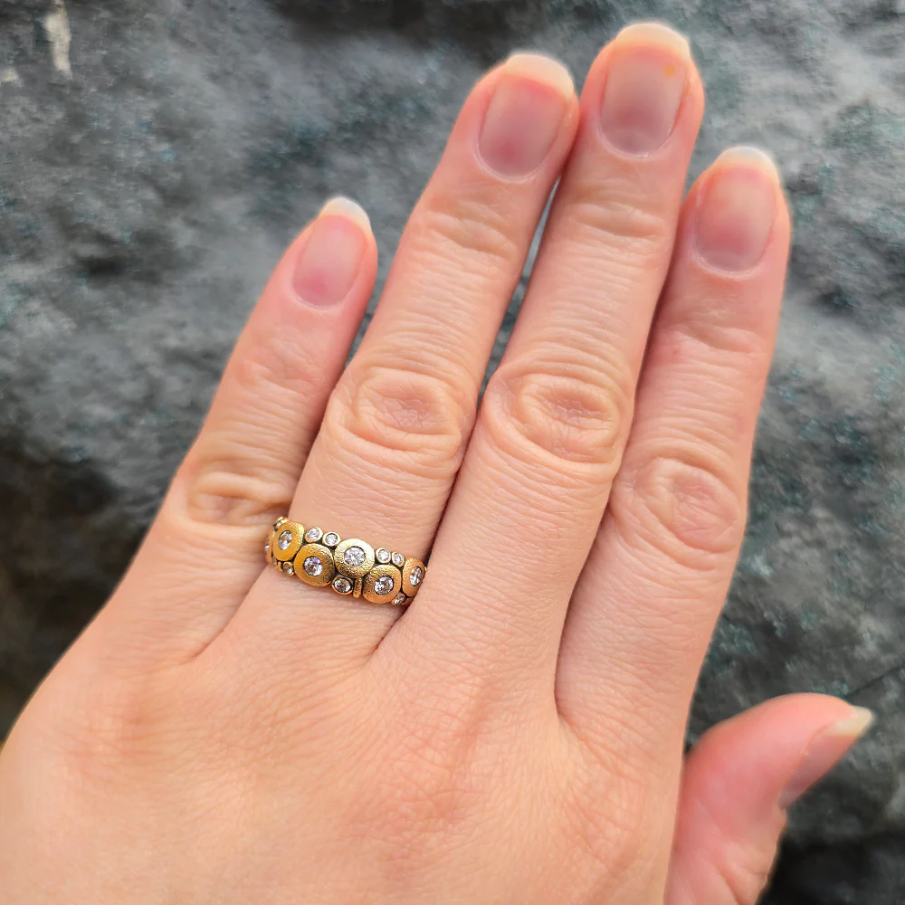 18K Yellow Gold & Diamond Dome Ring - "Candy" - Image 4