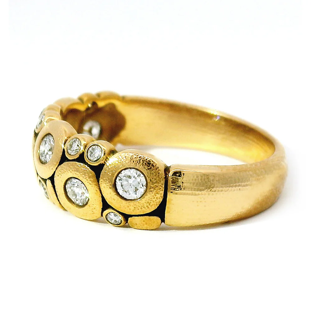 18K Yellow Gold & Diamond Dome Ring - "Candy" - Image 5