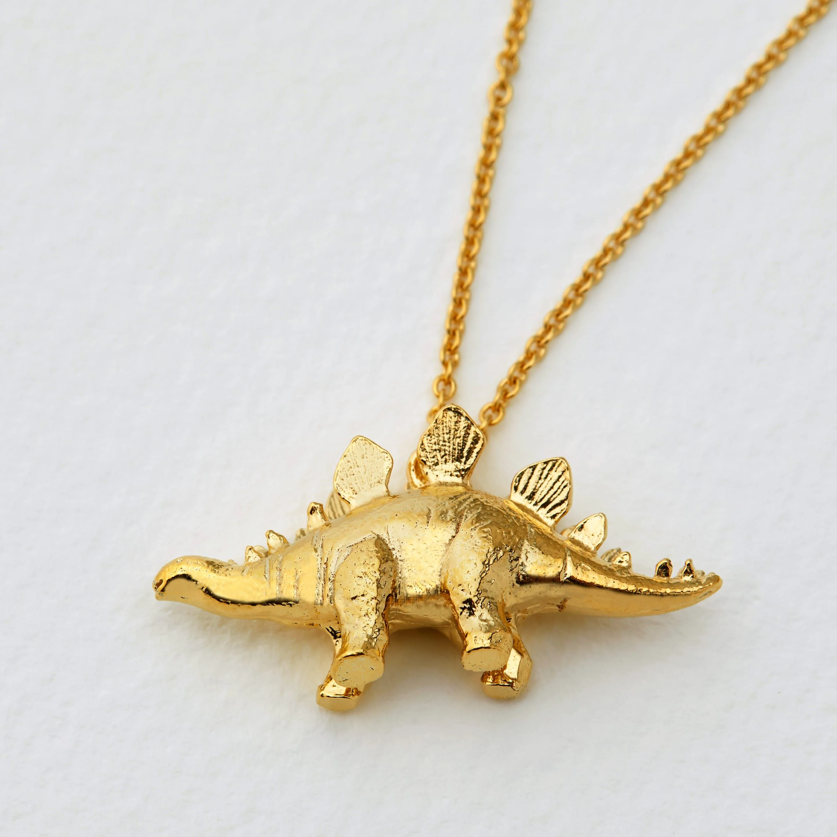 22K Gold Vermeil Dinosaur Necklace - "Stegosaurus" - Image 3