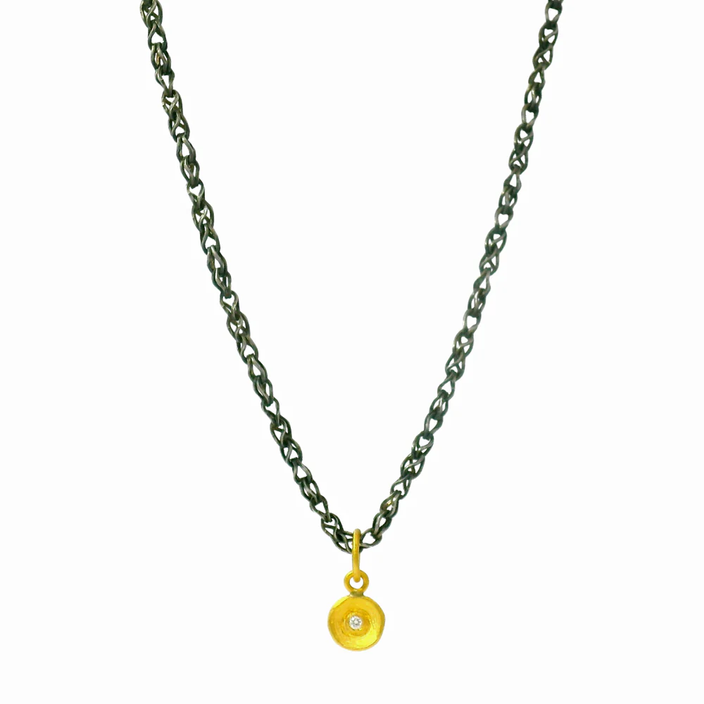 24K Yellow Gold & Diamond Pendant - "Golden Orb" - Image 2