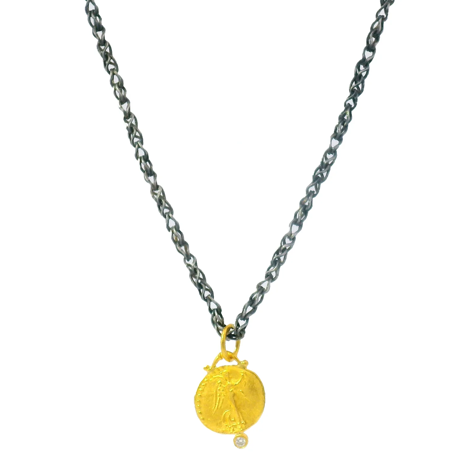 24K Yellow Gold & Diamond Pendant - "Nike" - Image 2