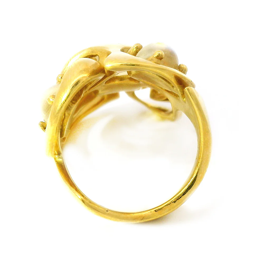 Alan Giovannetti 18K Yellow Gold & Moonstone Sculptural Ring - "Breakthrough" - Image 5