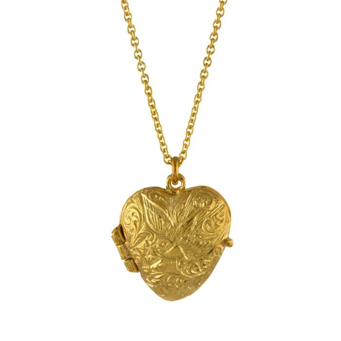 Gold Vermeil Heart Locket Necklace - "Victoriana Keepsake" - Image 3