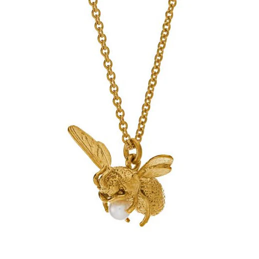 Gold Vermeil & Freshwater Pearl Necklace - "Flying Bee" - Image 4