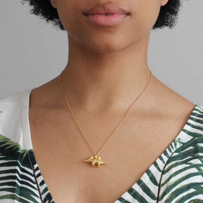 Sterling Silver Dinosaur Necklace - "Stegosaurus" - Image 3