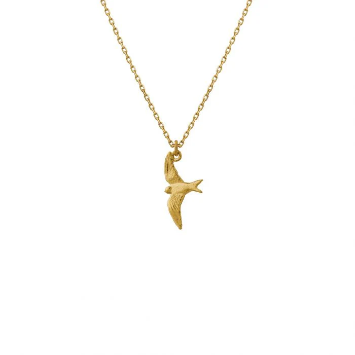 18K Yellow Gold Necklace - "Teeny Tiny Swallow" - Image 3