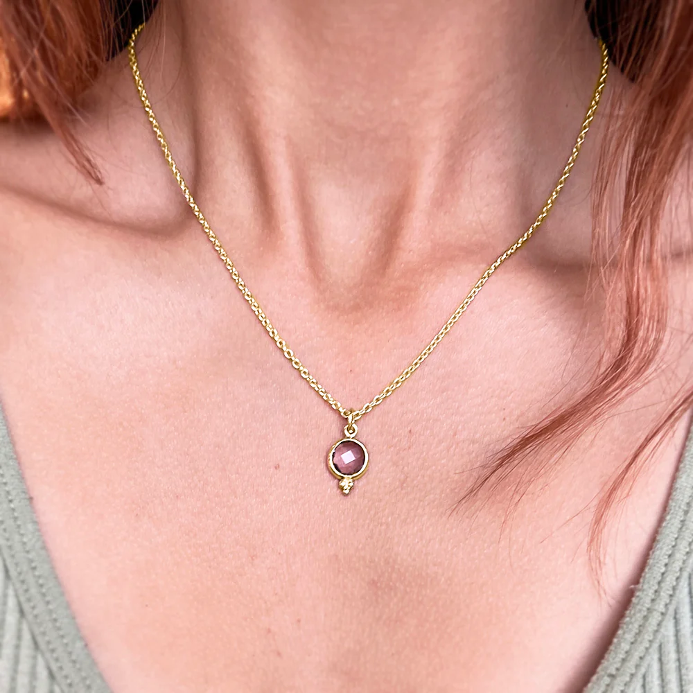 Amethyst & Gold Vermeil Necklace - "Checkerboard" - Image 2