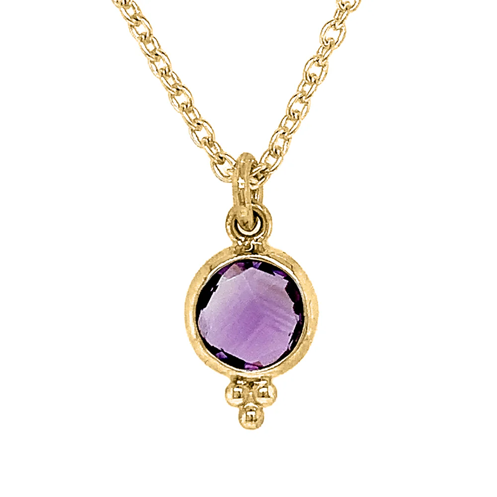 Amethyst & Gold Vermeil Necklace - "Checkerboard" - Image 3