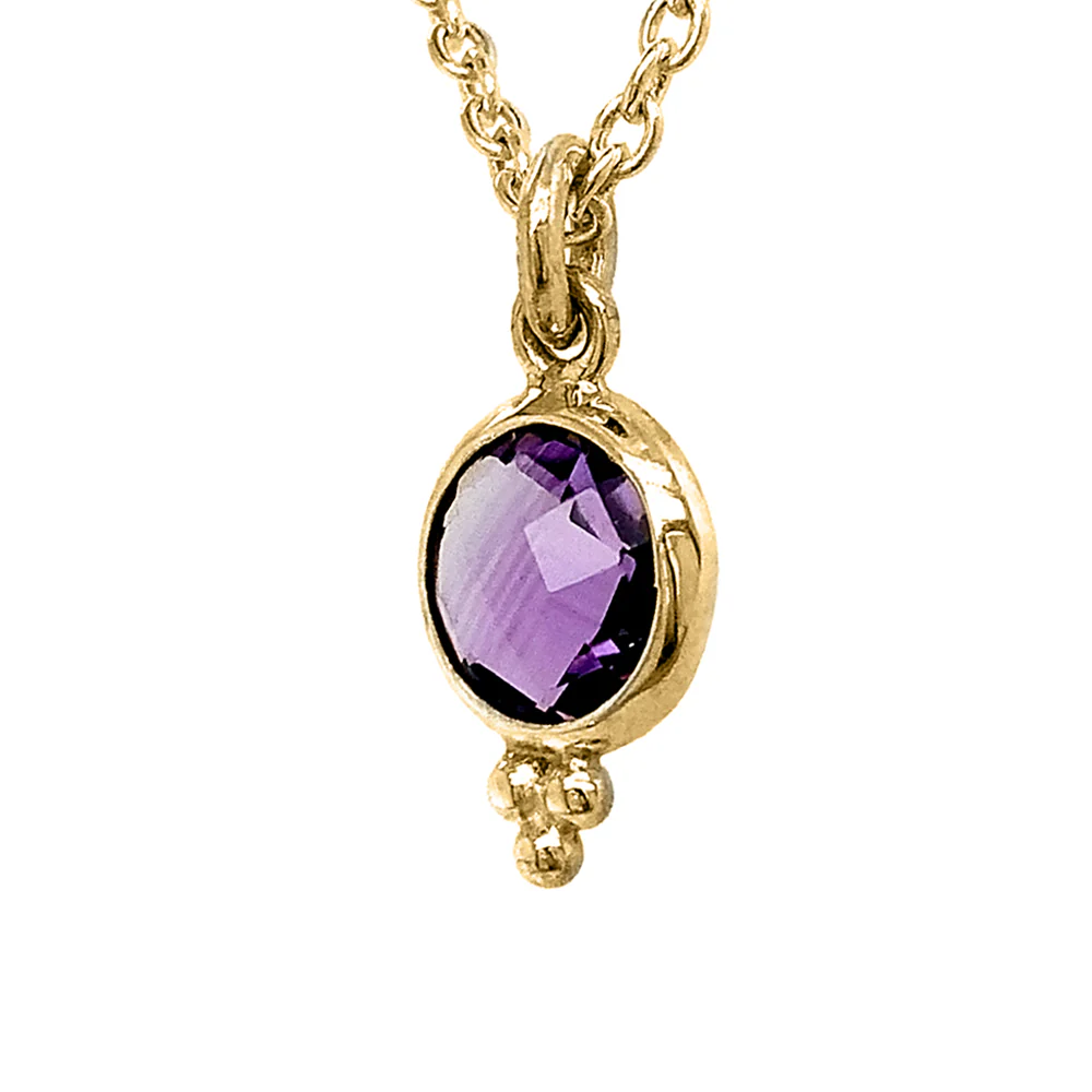 Amethyst & Gold Vermeil Necklace - "Checkerboard" - Image 4