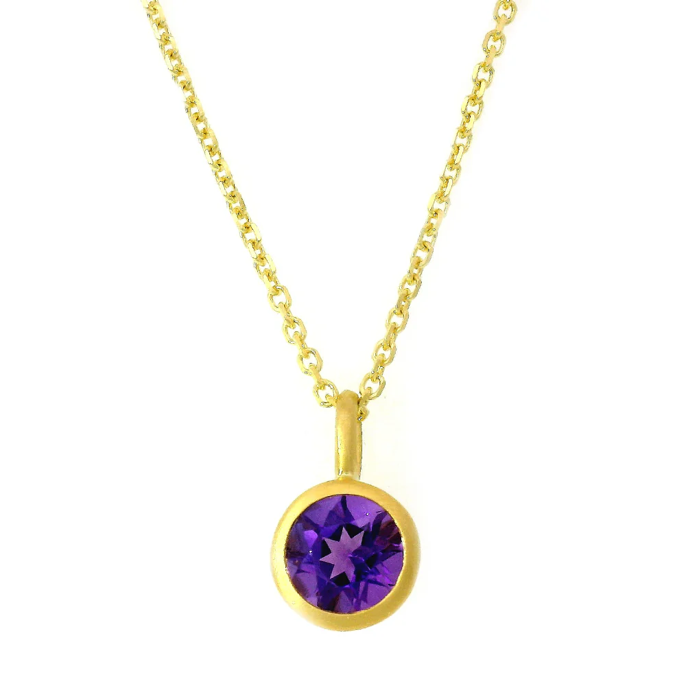 Amethyst & Yellow Gold Pendant - "Berry Picking" - Image 4