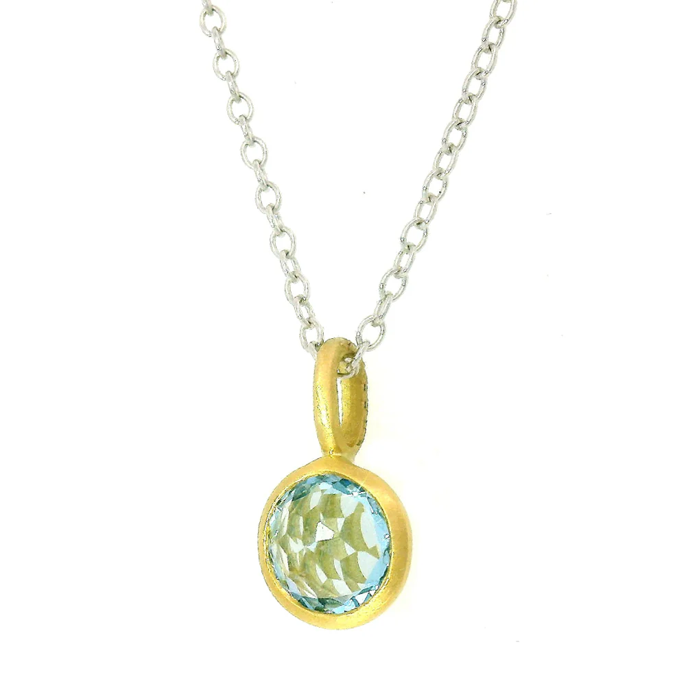 Aquamarine & Yellow Gold Pendant - "Misty Sea" - Image 4