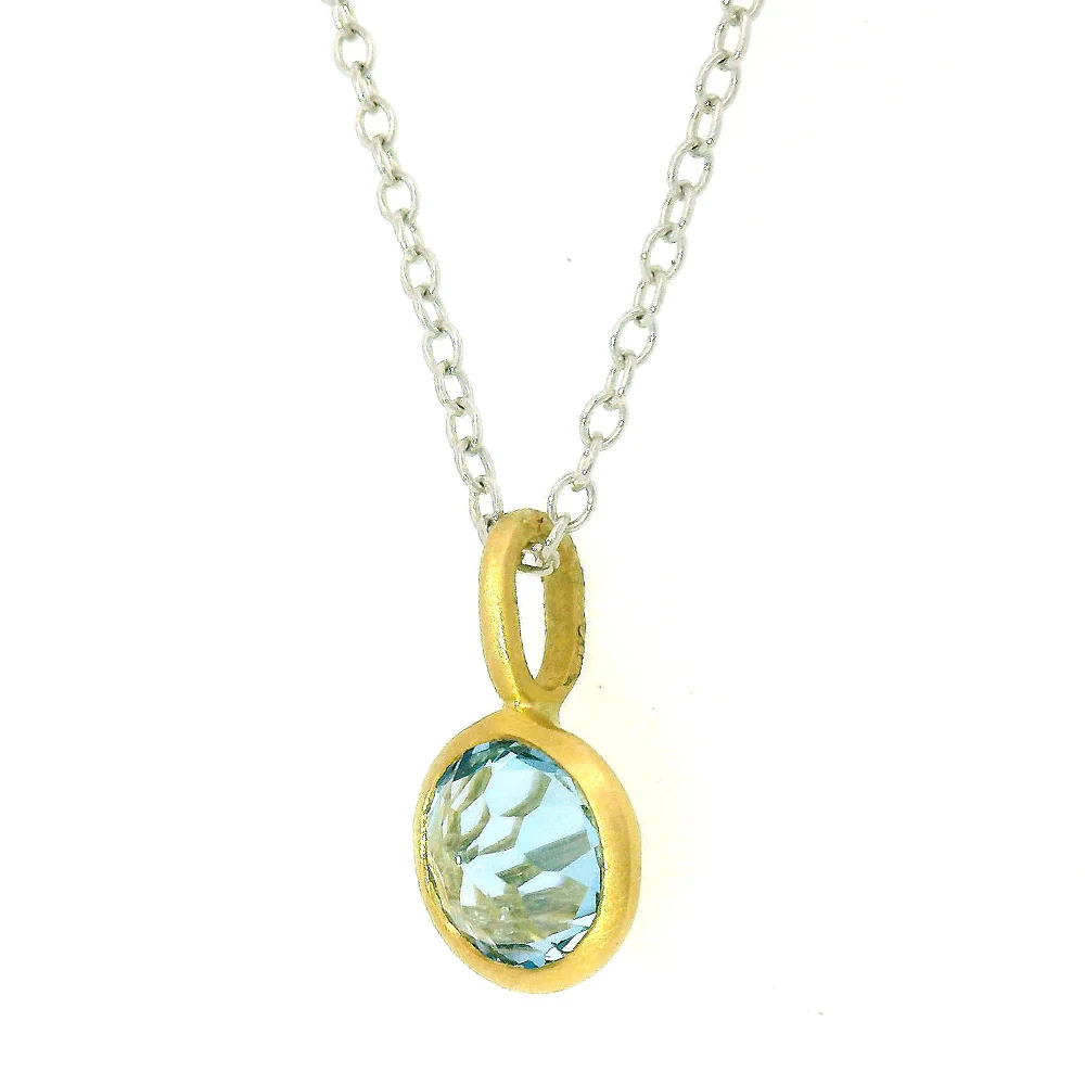 Aquamarine & Yellow Gold Pendant - "Misty Sea" - Image 5