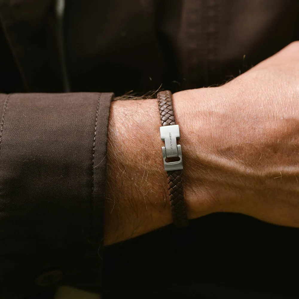 "Archie" Brown Leather Bracelet by Steel & Barnett - Image 2