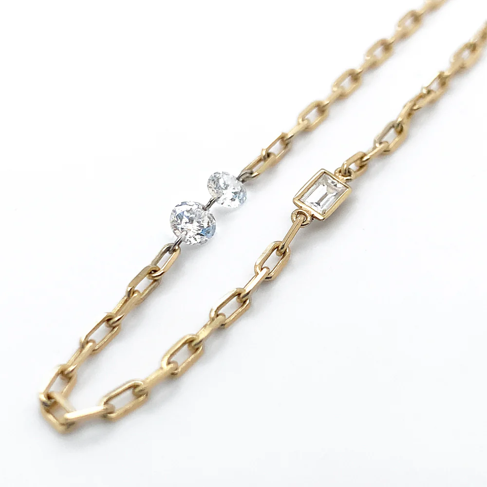 Asymmetrical Diamond Station Necklace - "Mixt Orbit" - Image 3