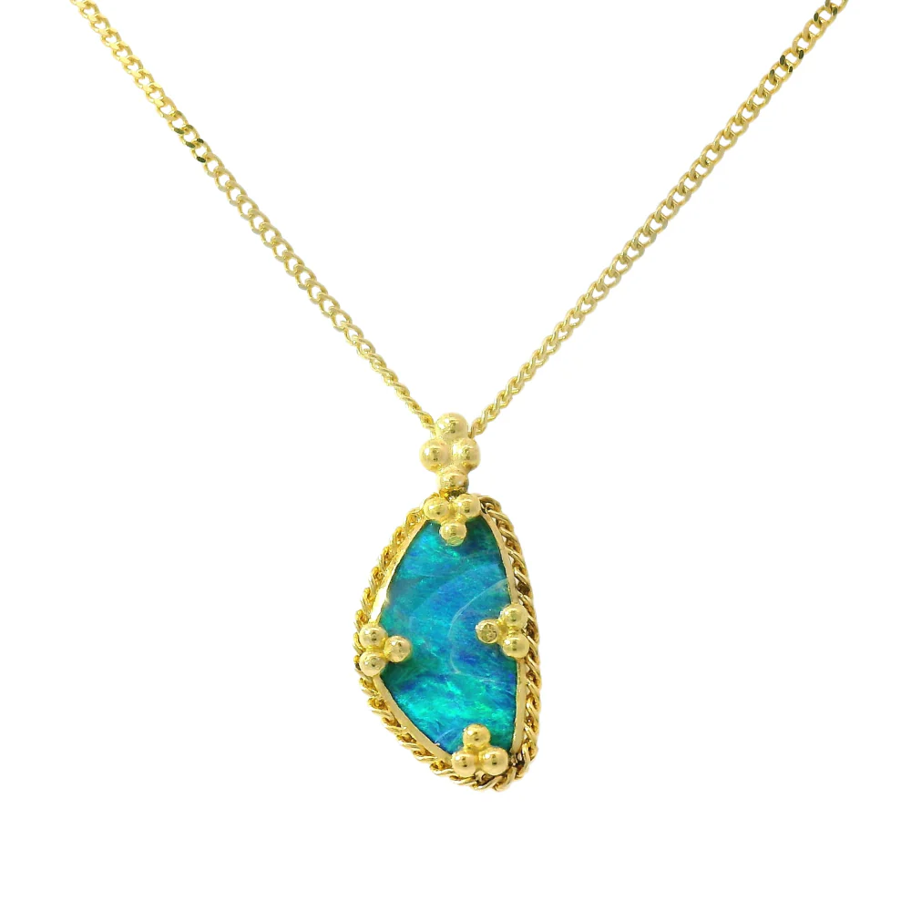 Australian Opal Doublet & Yellow Gold Necklace - "Kailani" - Image 3