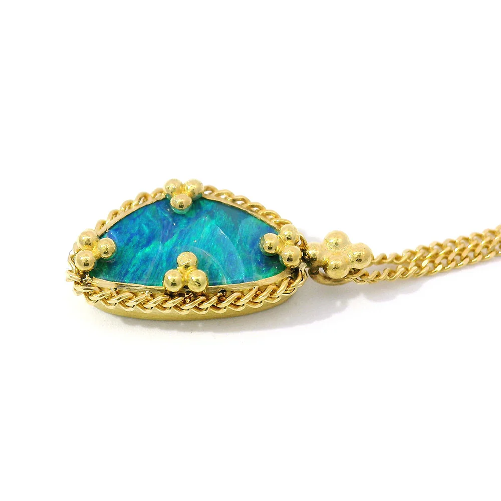 Australian Opal Doublet & Yellow Gold Necklace - "Kailani" - Image 6