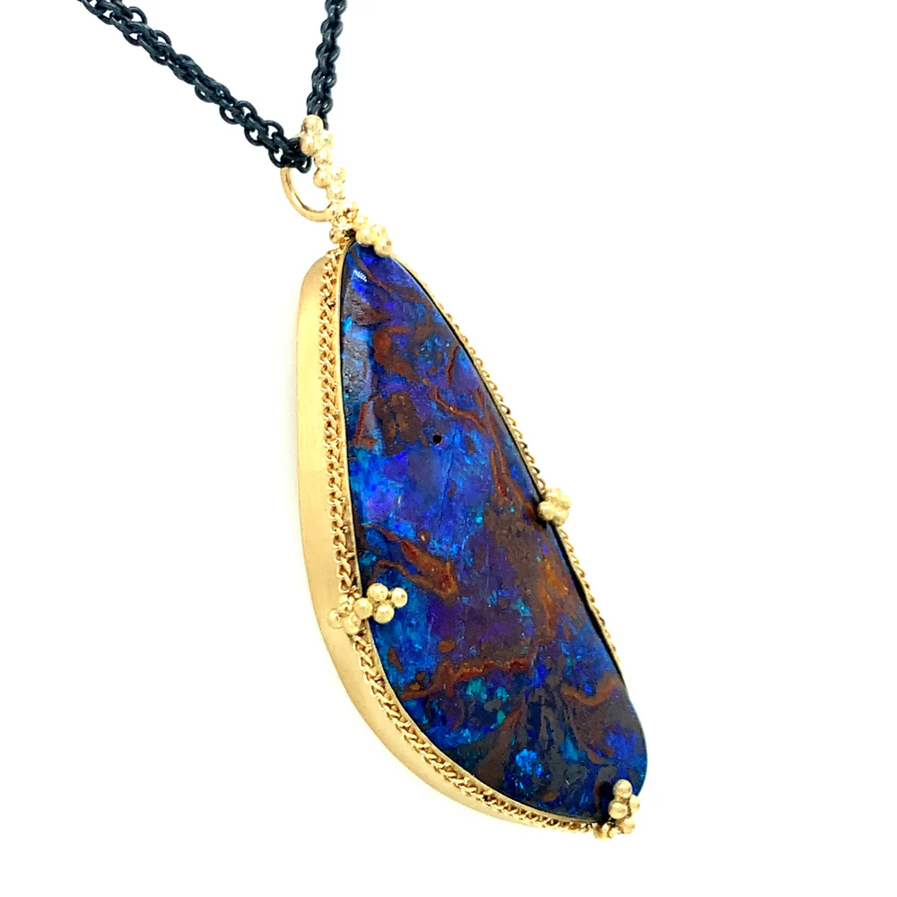 One-of-a-Kind Australian Yowah & Koroit Opal Necklace - "Phlegethon" - Image 3