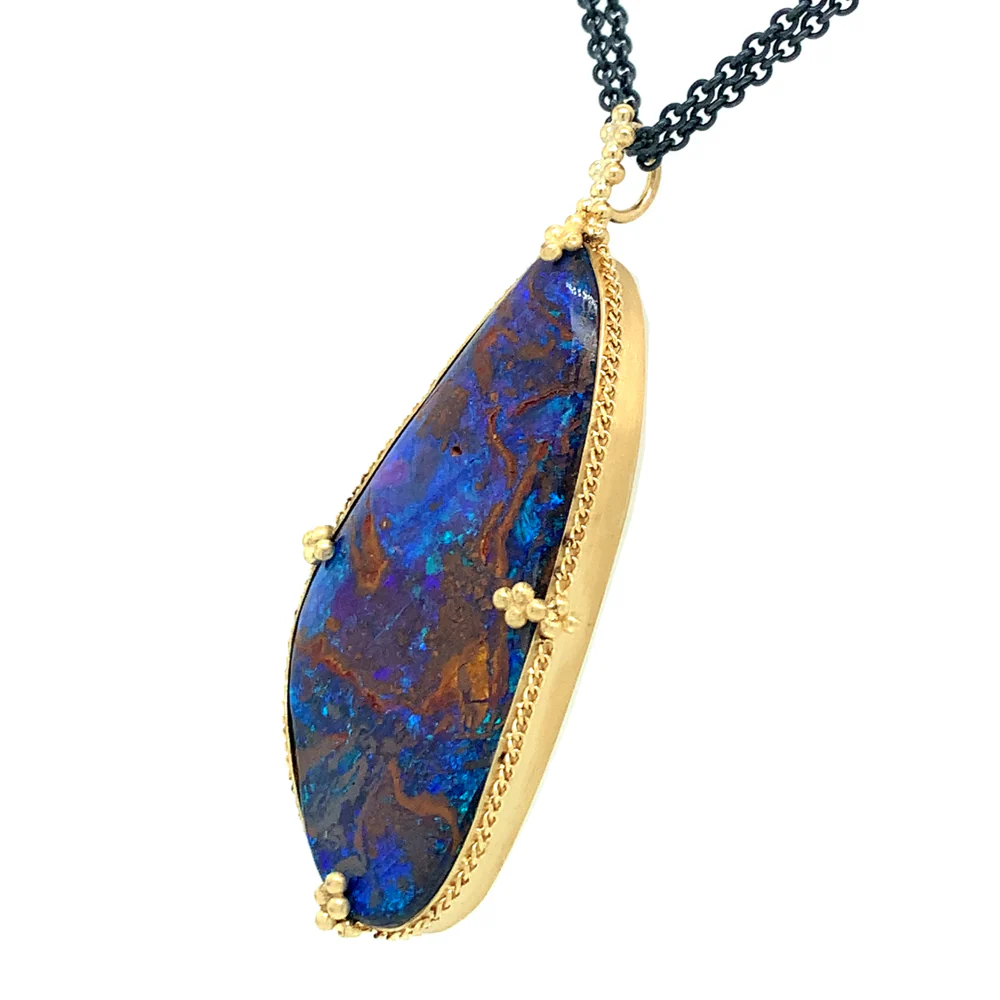 One-of-a-Kind Australian Yowah & Koroit Opal Necklace - "Phlegethon" - Image 4
