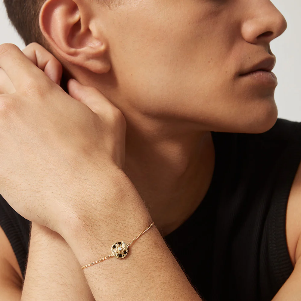 Balmain 18K Yellow Gold Emblem Chain Bracelet - Image 3