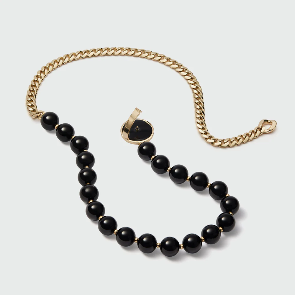 Balmain 18KY Yellow Gold Tsavorite and Onyx Emblem Necklace - Image 4