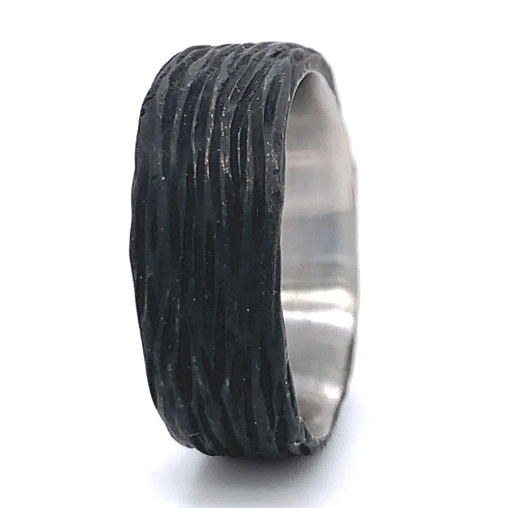 Blackened Cobalt Chrome Wide Band - "Pebble" - Image 2