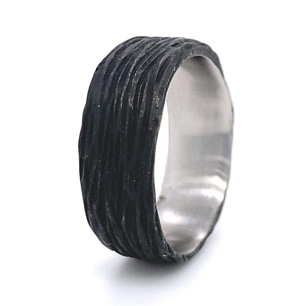 Blackened Cobalt Chrome Wide Band - "Pebble" - Image 3