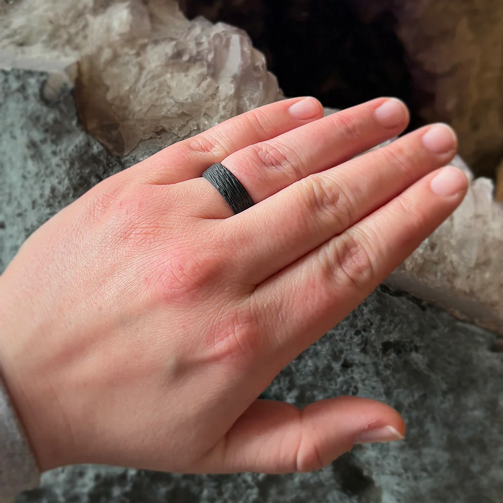 Blackened Cobalt Chrome Wide Band - "Pebble" - Image 5