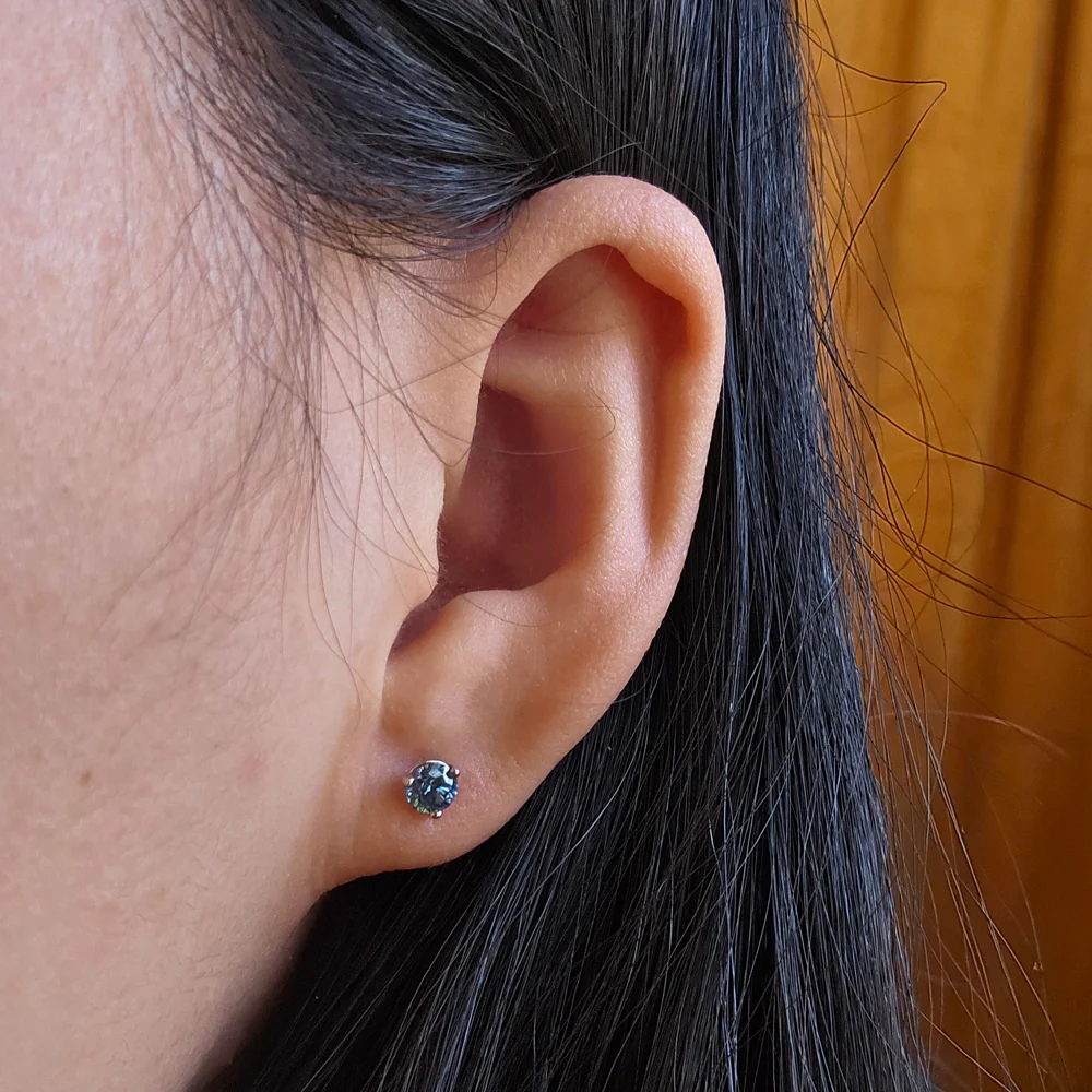 Blue Montana Sapphire & Platinum Earrings - "Marias" - Image 3
