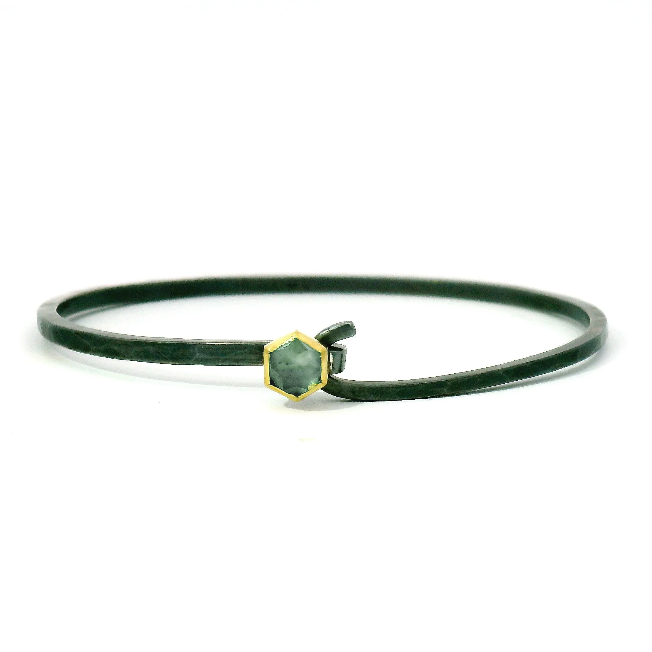 Blue Montana Sapphire & Sterling Silver Bangle Bracelet - "Lana"