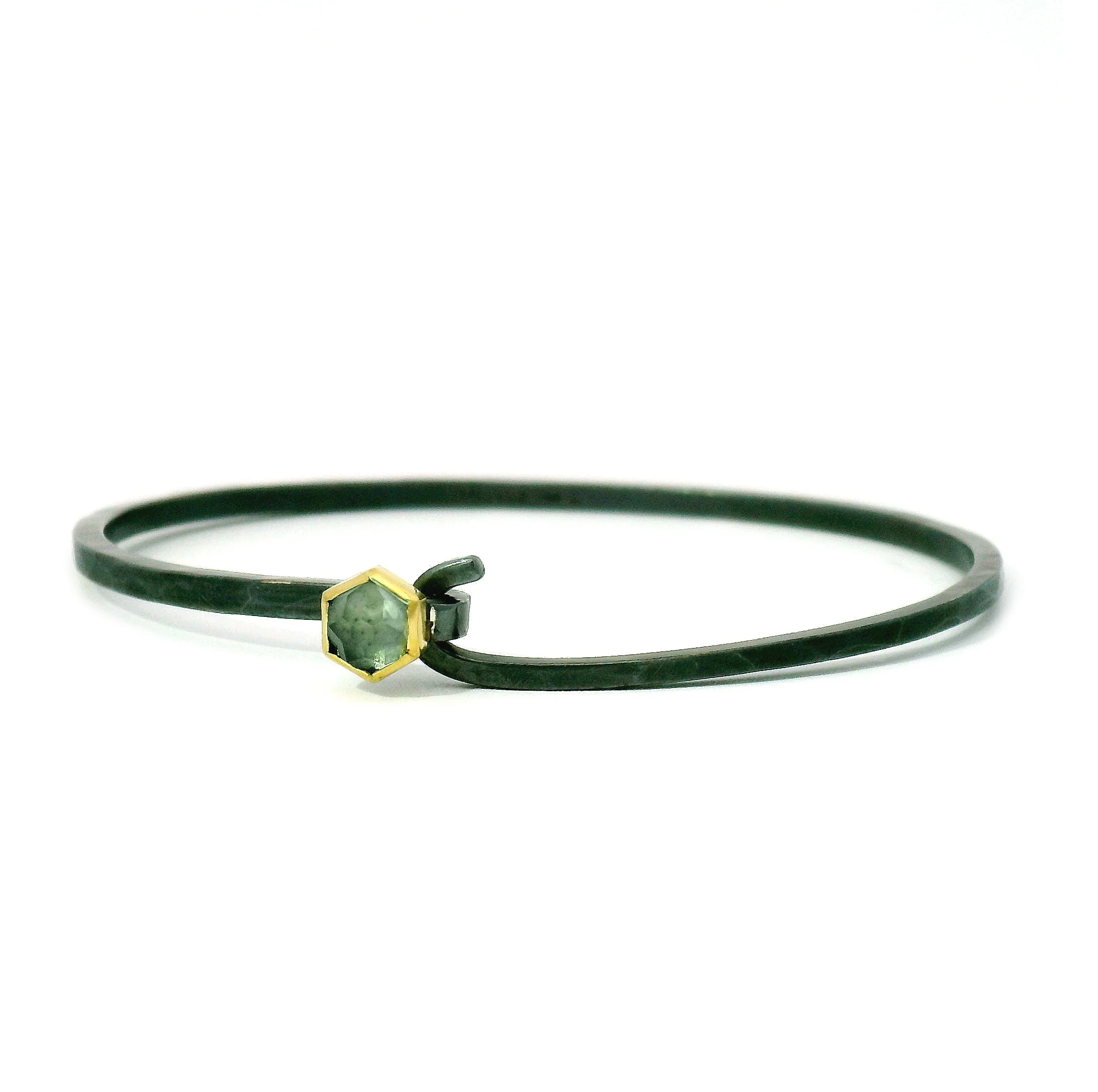 Blue Montana Sapphire & Sterling Silver Bangle Bracelet - "Lana" - Image 2