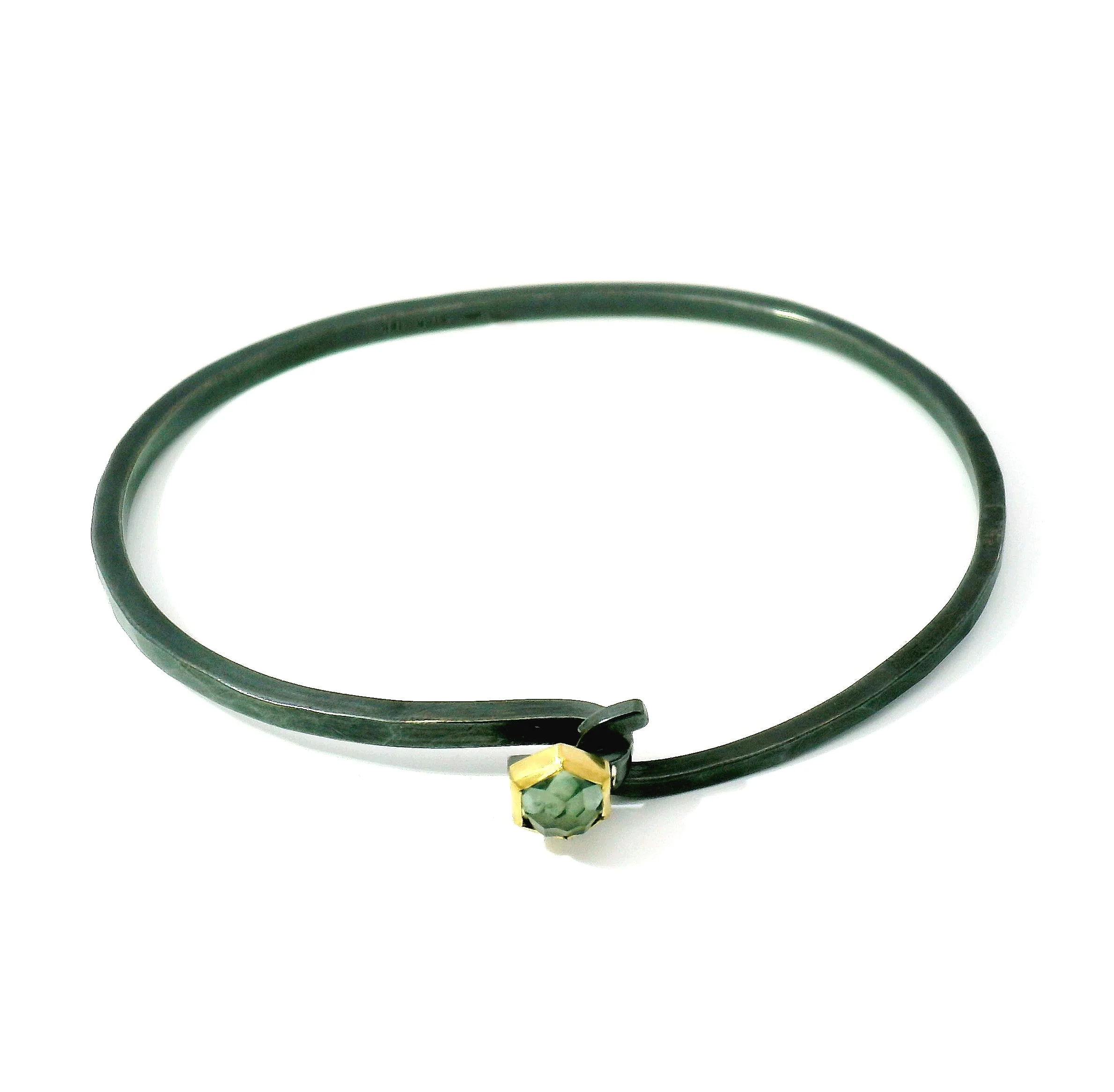 Blue Montana Sapphire & Sterling Silver Bangle Bracelet - "Lana" - Image 3