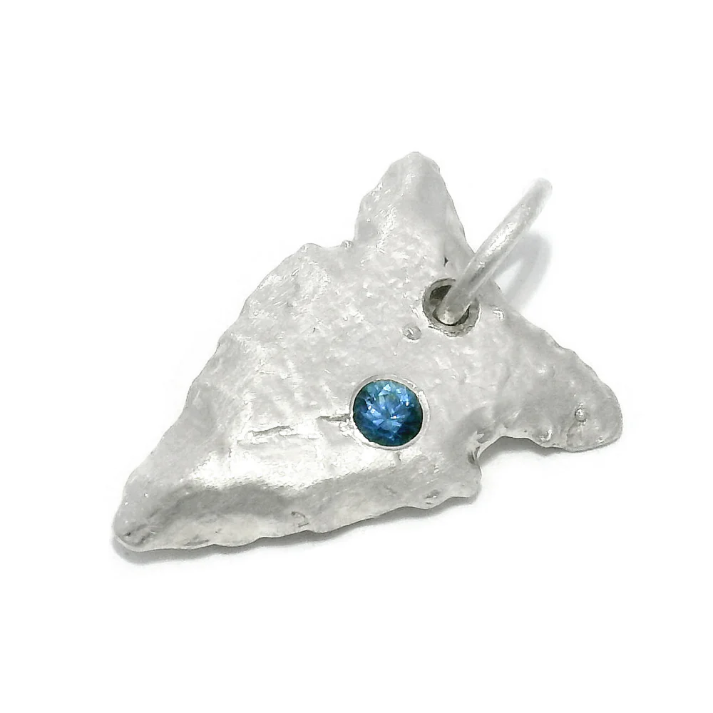 Blue Montana Sapphire Sterling Silver Pendant - "Arrowhead" - Image 2