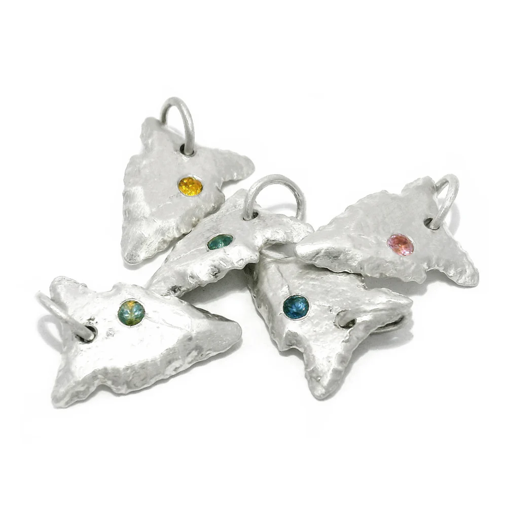 Blue Montana Sapphire Sterling Silver Pendant - "Arrowhead" - Image 6