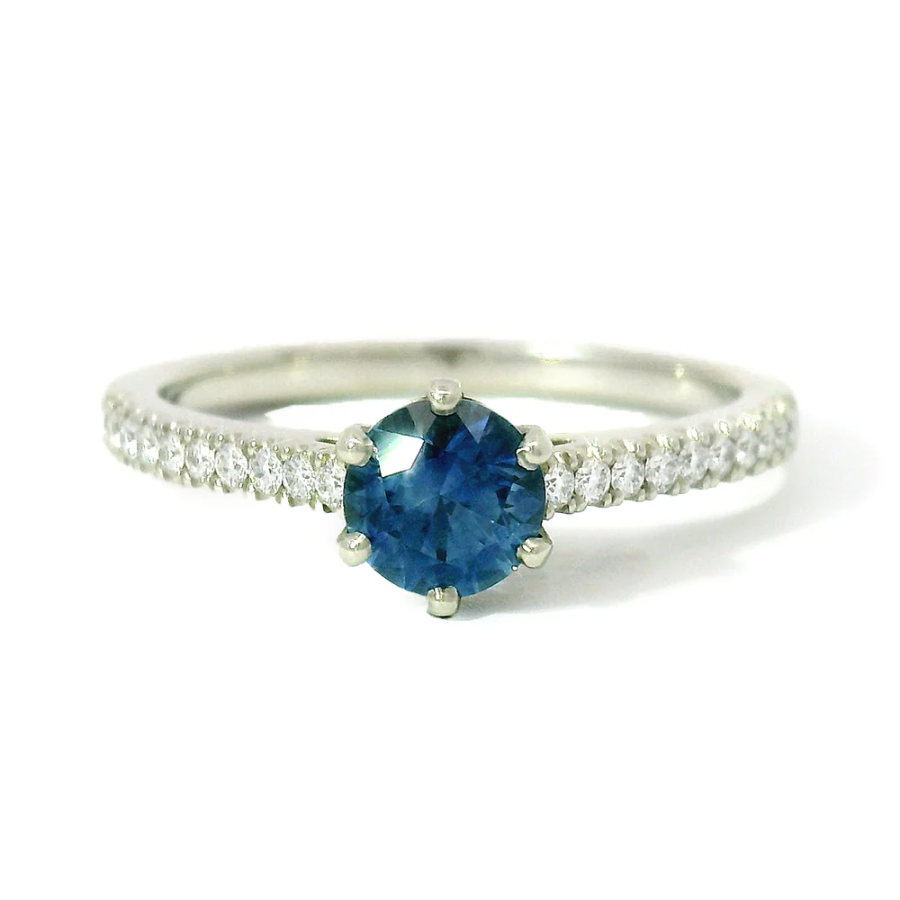 Blue Montana Sapphire & Diamond Ring - "Victoria"