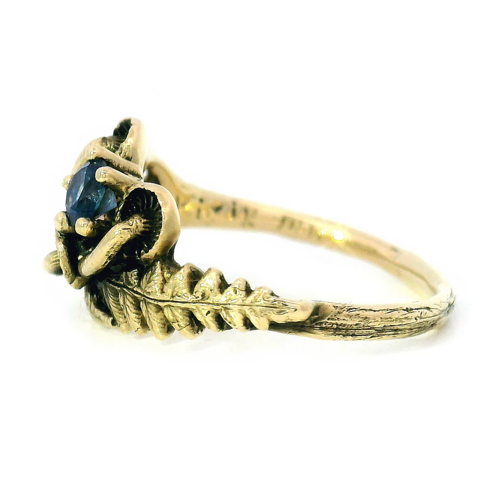 Blue Montana Sapphire & Yellow Gold Mushroom Ring - "Sisters" - Image 5