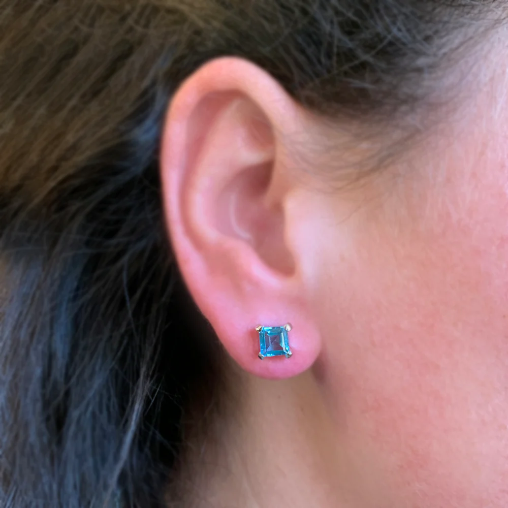 Sterling Silver & Blue Topaz Studs- "Baby Blues" - Image 3