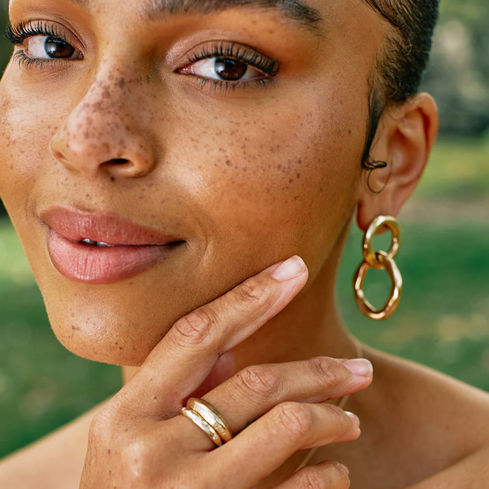 Bronze Double Drop Earrings- "Maji" - Image 2