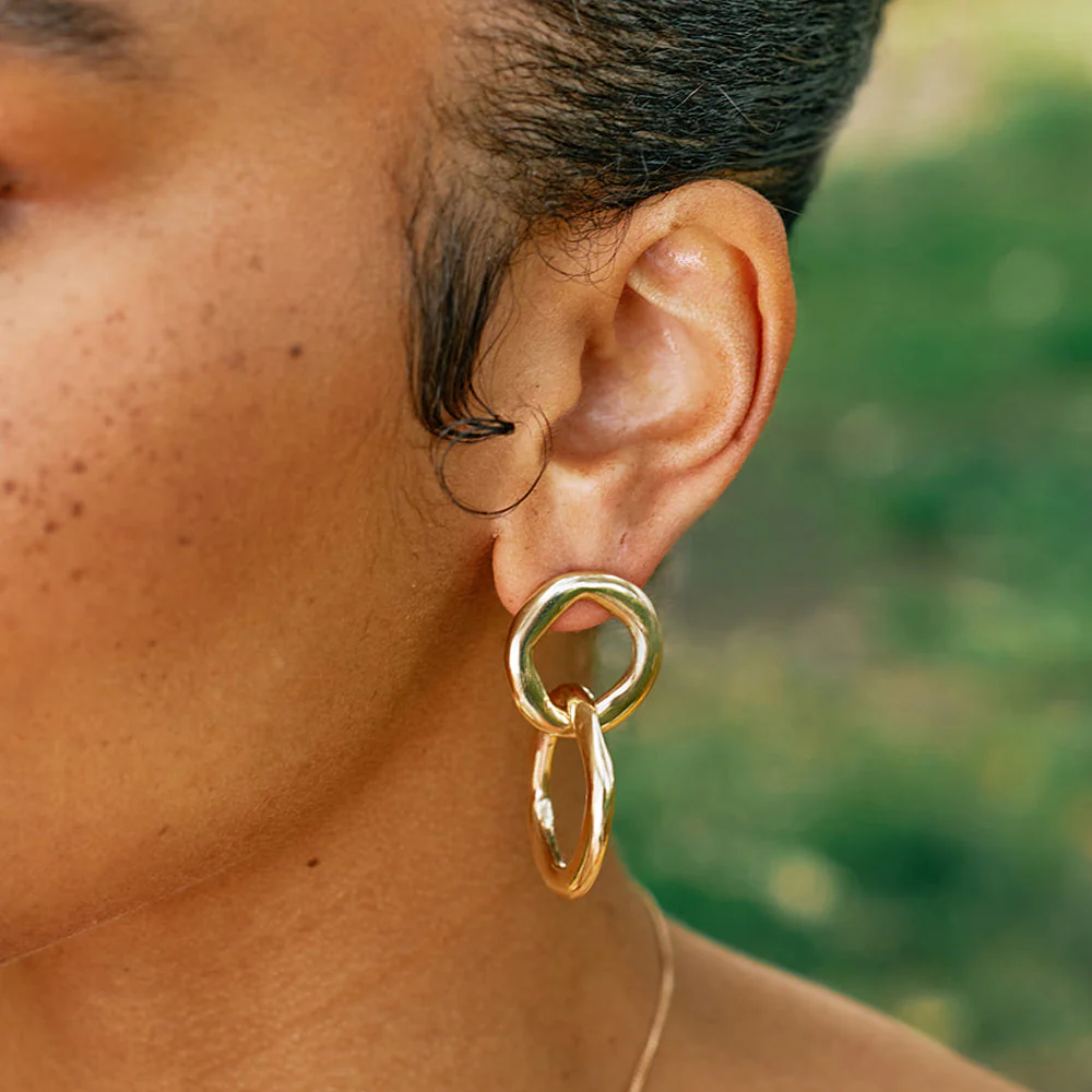 Bronze Double Drop Earrings- "Maji" - Image 3