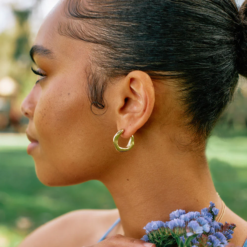 Bronze Semi Hoop Stud Earrings - "Maji" - Image 2