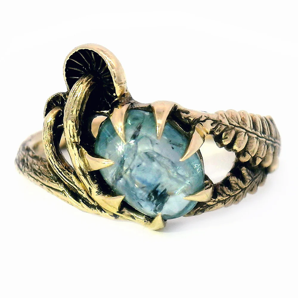 Cabochon Montana Sapphire & Mushroom Ring - "Seaview"