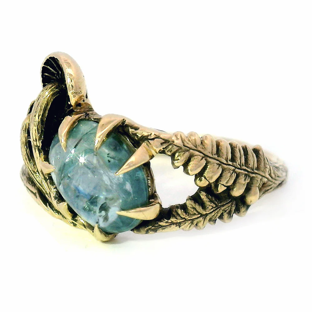 Cabochon Montana Sapphire & Mushroom Ring - "Seaview" - Image 2